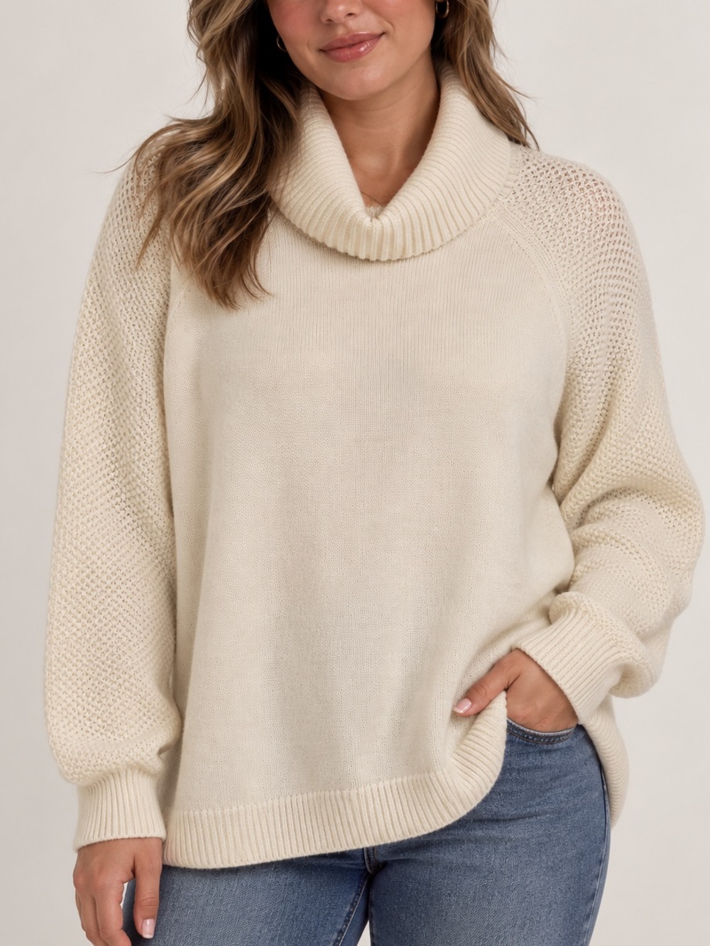 LOFT Cream Cowl Neck Sweater